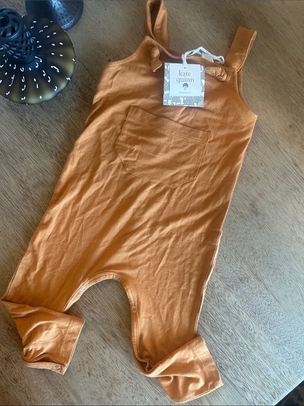 kate quinn Rust-Orange terracotta Cotton fall knot Romper w Pocket NWT one 18-24